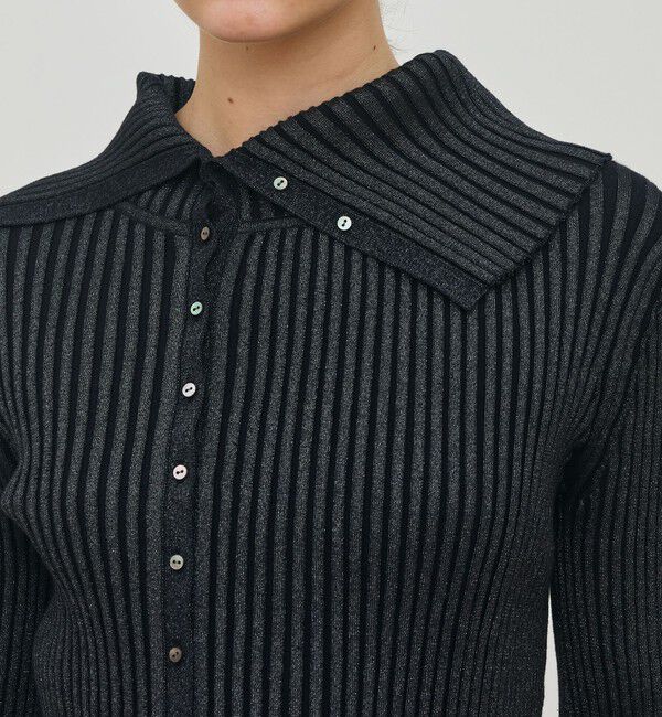 DES PRES「プレーティンググロッシーヤーン アシンメトリーカーディガン」|カーディガン|