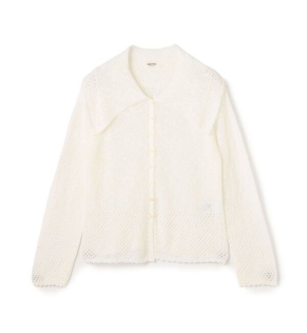 MACPHEE「レーシーニット ビックカラーカーディガン」|カーディガン|11 ホワイト