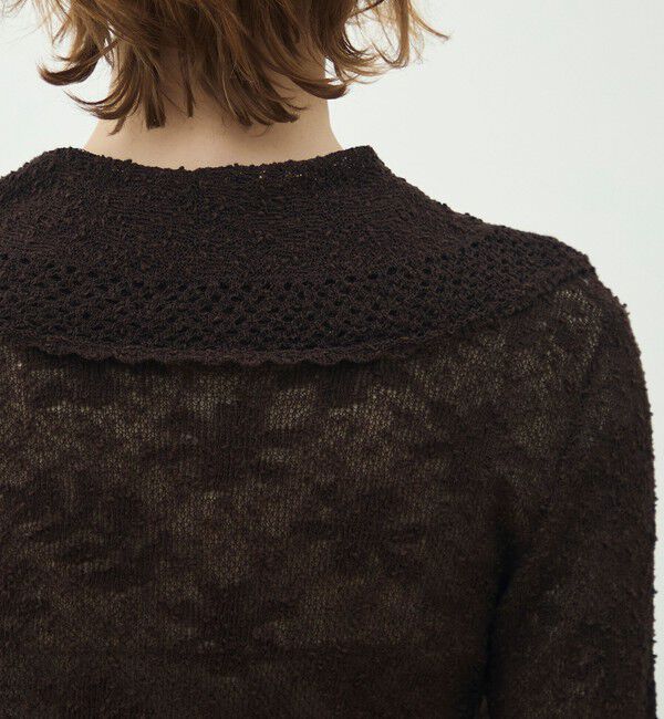 MACPHEE「レーシーニット ビックカラーカーディガン」|カーディガン|