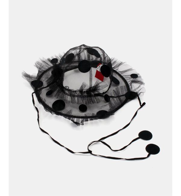 IENA LA BOUCLE「SUGRI/スグリ チュールドットキャップリン」|ハット|ブラック