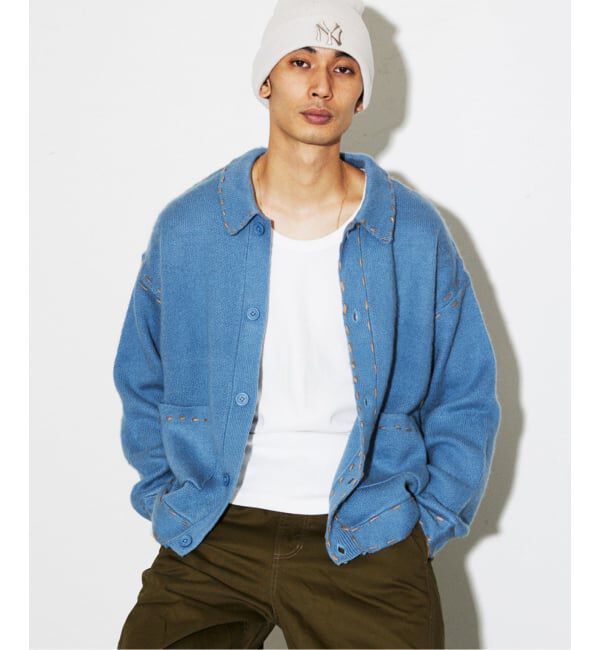 JOURNAL STANDARD「ハンド ステッチ ブラッシュド カーディガン」|カーディガン|サックスブルー