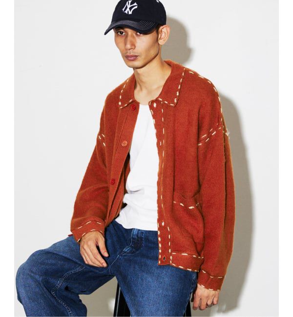 JOURNAL STANDARD「ハンド ステッチ ブラッシュド カーディガン」|カーディガン|オレンジ