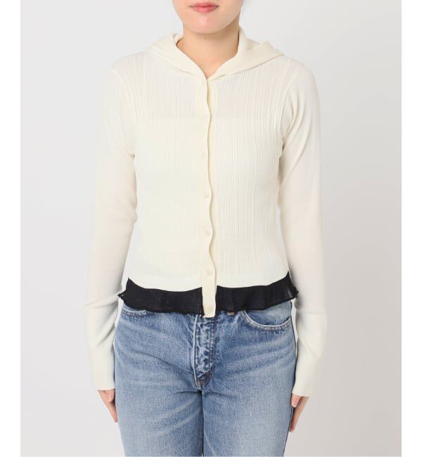 journal standard L'essage「【JANE SMITH】16G RIB HOOD CARDIGAN：ニットカーディガン」|カーディガン|