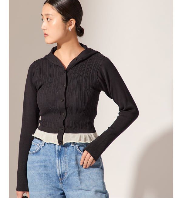 journal standard L'essage「【JANE SMITH】16G RIB HOOD CARDIGAN：ニットカーディガン」|カーディガン|