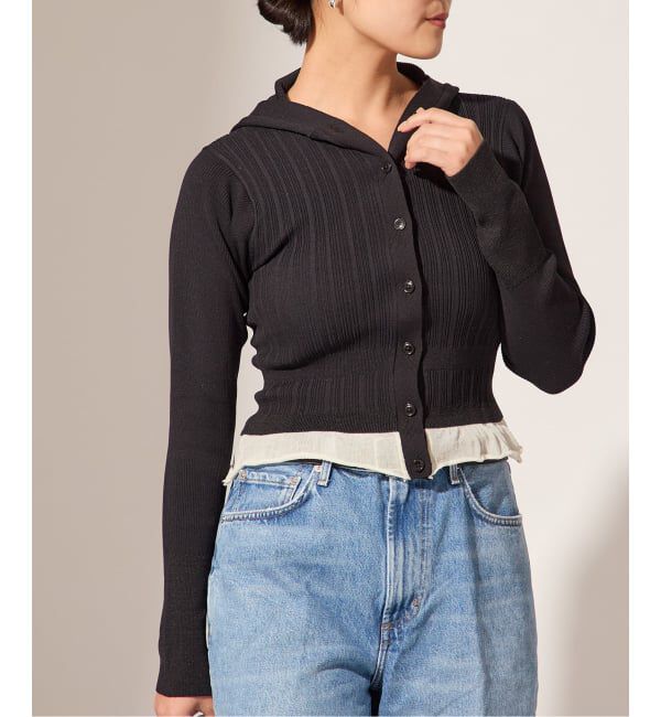 journal standard L'essage「【JANE SMITH】16G RIB HOOD CARDIGAN：ニットカーディガン」|カーディガン|
