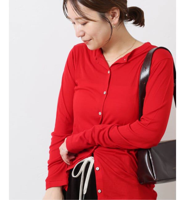 JOURNAL STANDARD「《追加2》ウールMIX シアークルーネックカーディガン」|カーディガン|レッド