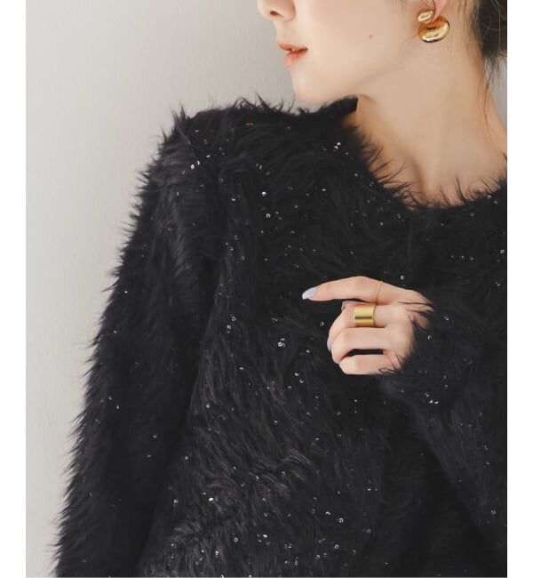 NOBLE「スパンコールシャギーニットカーディガン」|カーディガン|