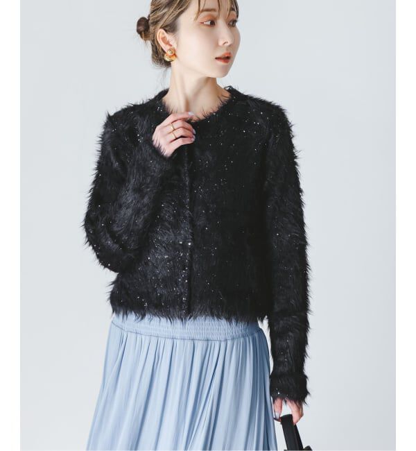 NOBLE「スパンコールシャギーニットカーディガン」|カーディガン|