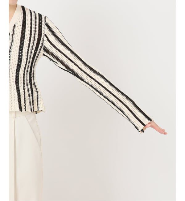 NOBLE「パターンニットストライプカーディガン」|カーディガン|