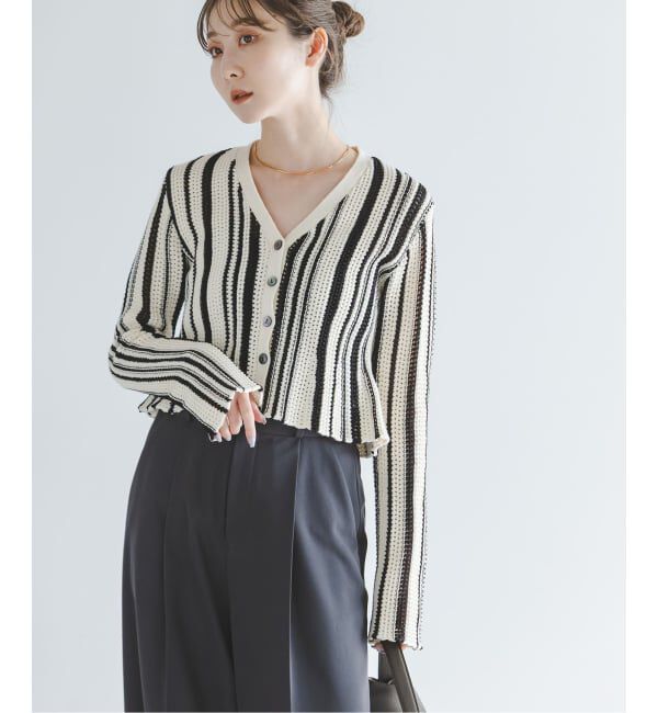 NOBLE「パターンニットストライプカーディガン」|カーディガン|