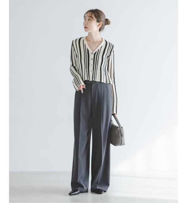 NOBLE「パターンニットストライプカーディガン」|カーディガン|