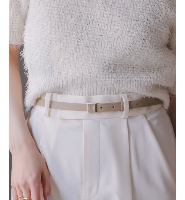 NOBLE「LEFIJE/レフィエ スクエアバックルベルト(1.4cm)」|ベルト|ベージュ