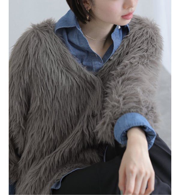  「【洗える】フェザーヤーンカーディガン」|カーディガン|ベージュ A