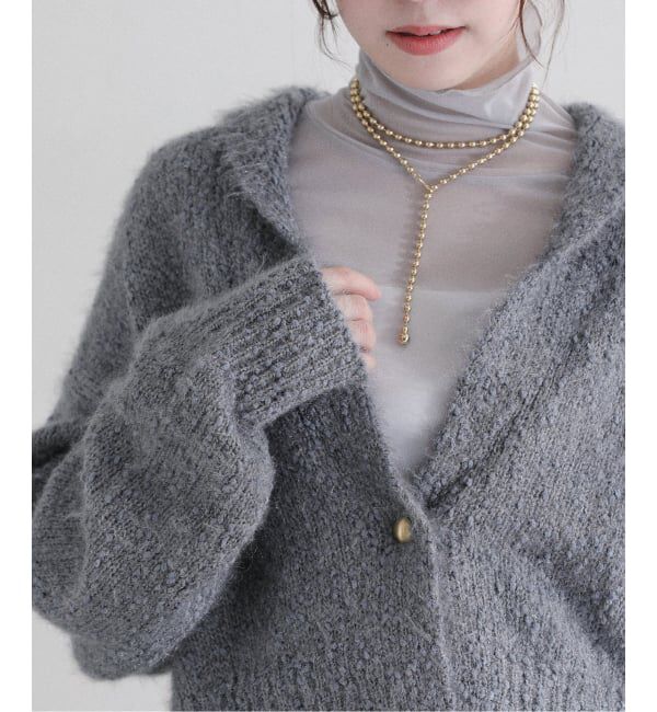  「【洗える】ポップヤーンボレロカーディガン」|カーディガン|グレー