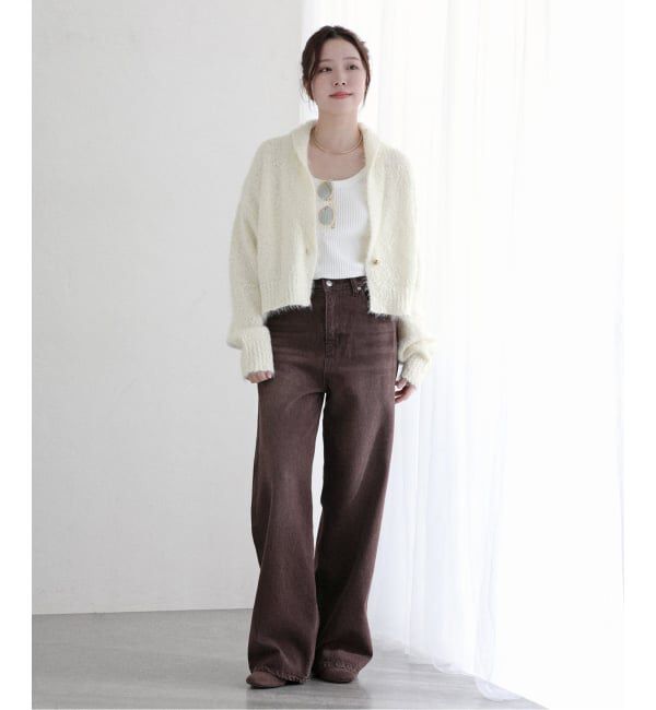  「【洗える】ポップヤーンボレロカーディガン」|カーディガン|