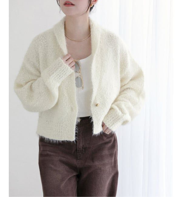  「【洗える】ポップヤーンボレロカーディガン」|カーディガン|