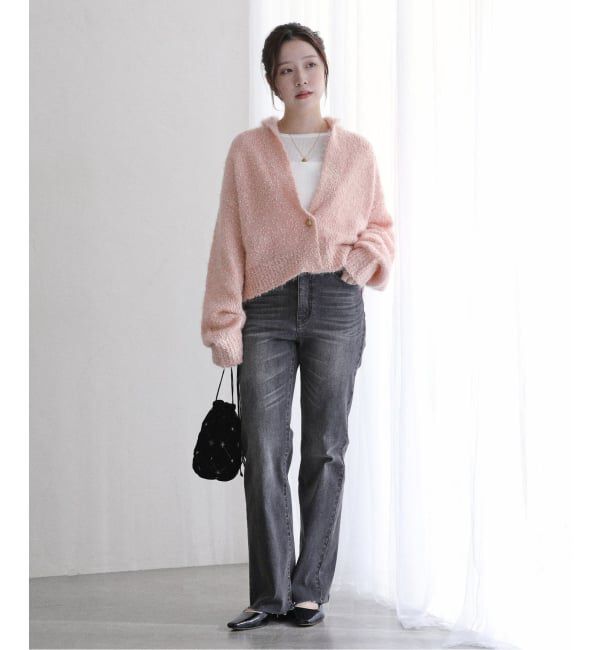  「【洗える】ポップヤーンボレロカーディガン」|カーディガン|