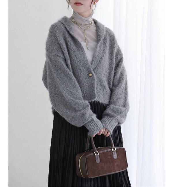  「【洗える】ポップヤーンボレロカーディガン」|カーディガン|