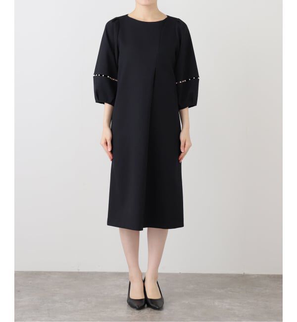  「【洗える】パールスリーブサックワンピース」|ワンピース|