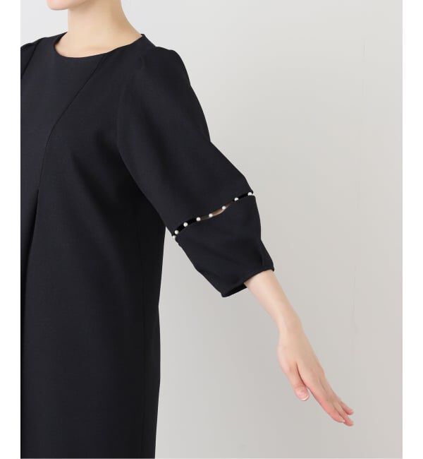  「【洗える】パールスリーブサックワンピース」|ワンピース|