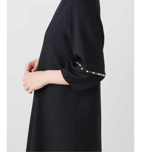  「【洗える】パールスリーブサックワンピース」|ワンピース|