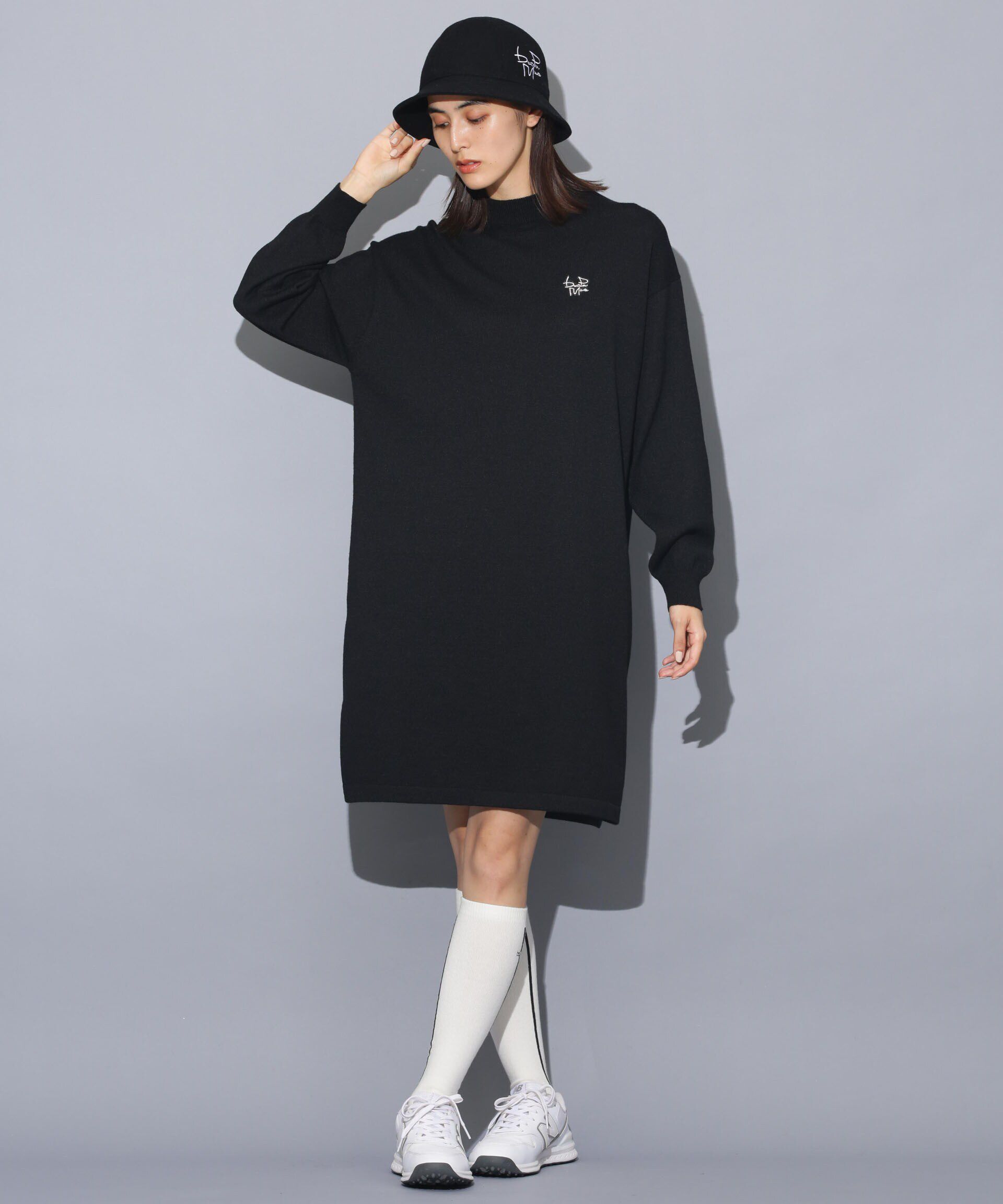 nano･universe「beats per minute/モックネックニットワンピース」|ワンピース|ブラック