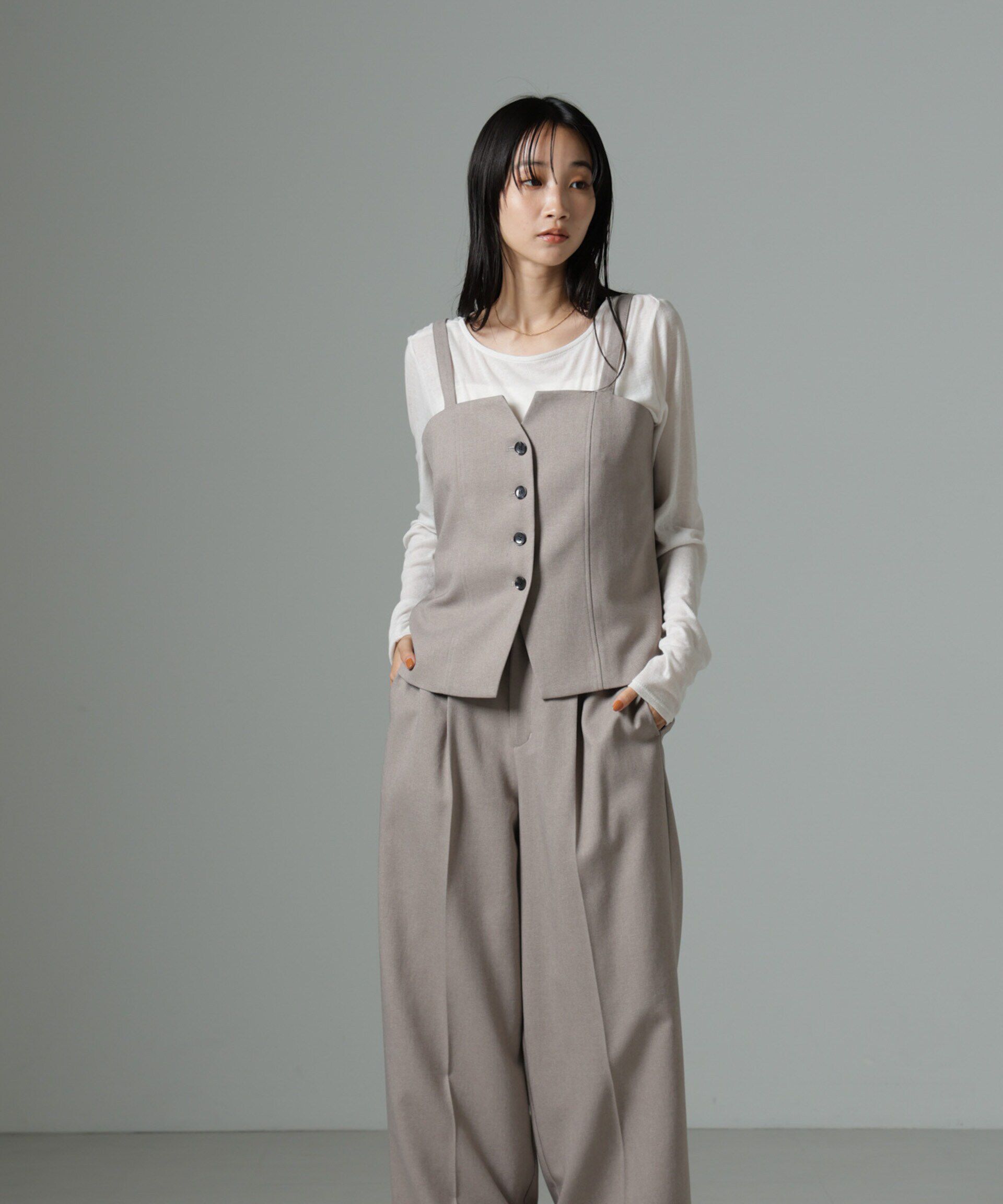 nano･universe「ビスチェパンツセット」|ワンピース|ベージュ