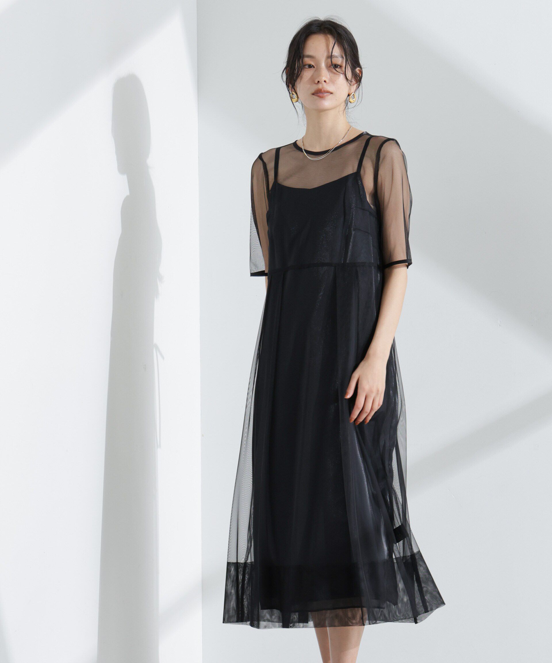 nano･universe「kaene/シャンブレーキャミドッキングドレス」|ワンピース|