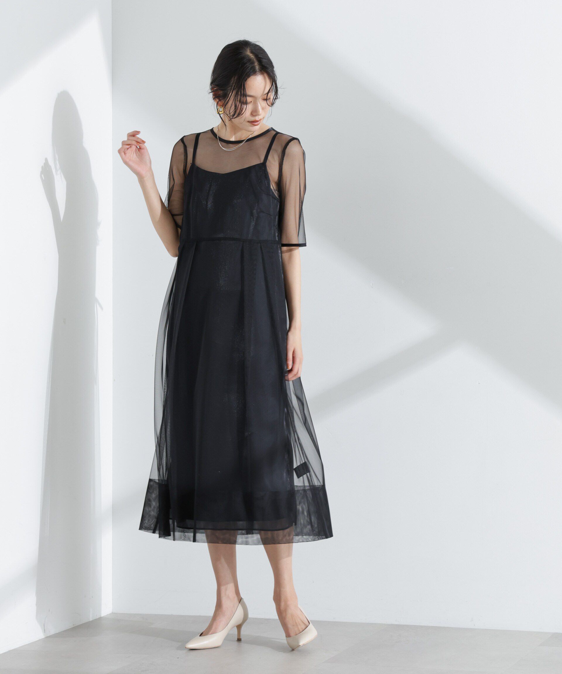 nano･universe「kaene/シャンブレーキャミドッキングドレス」|ワンピース|