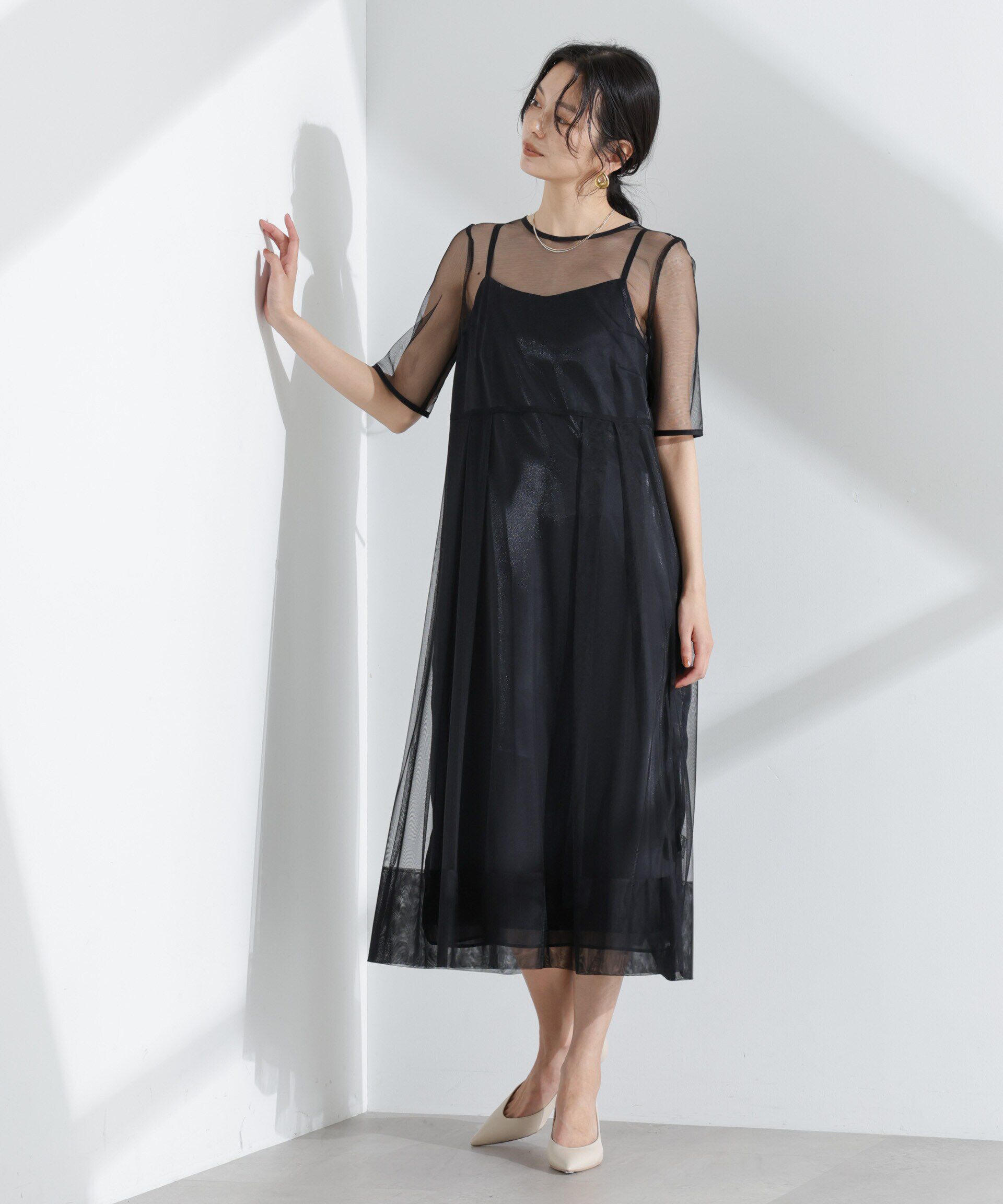 nano･universe「kaene/シャンブレーキャミドッキングドレス」|ワンピース|