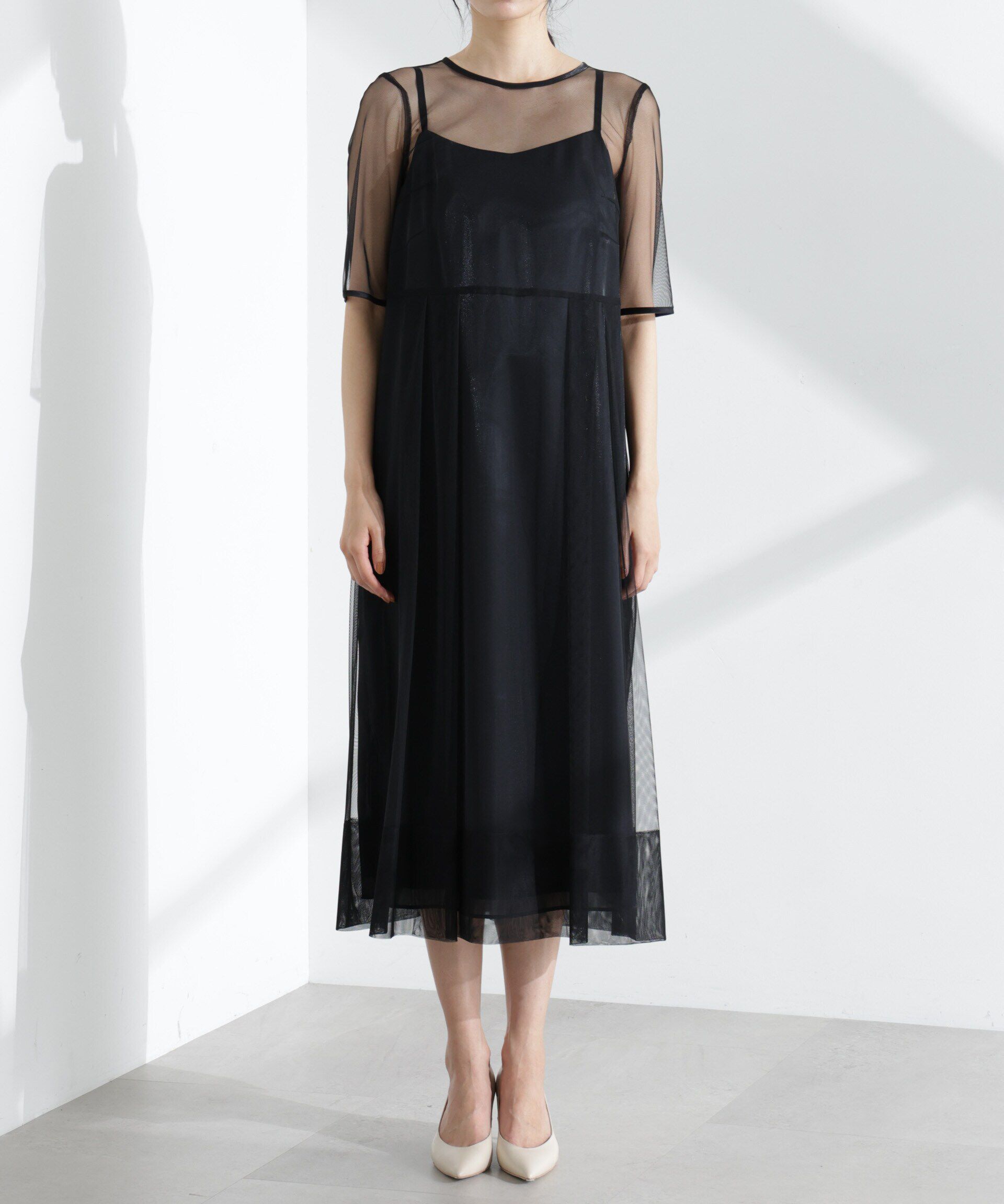 nano･universe「kaene/シャンブレーキャミドッキングドレス」|ワンピース|