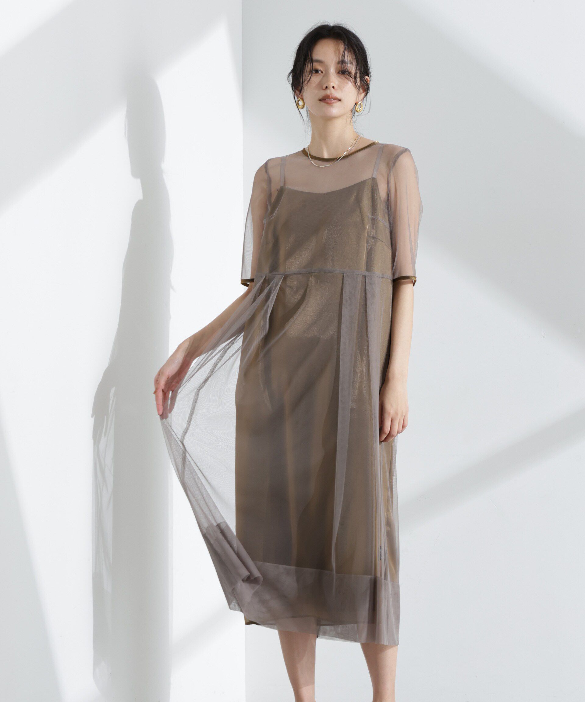 nano･universe「kaene/シャンブレーキャミドッキングドレス」|ワンピース|