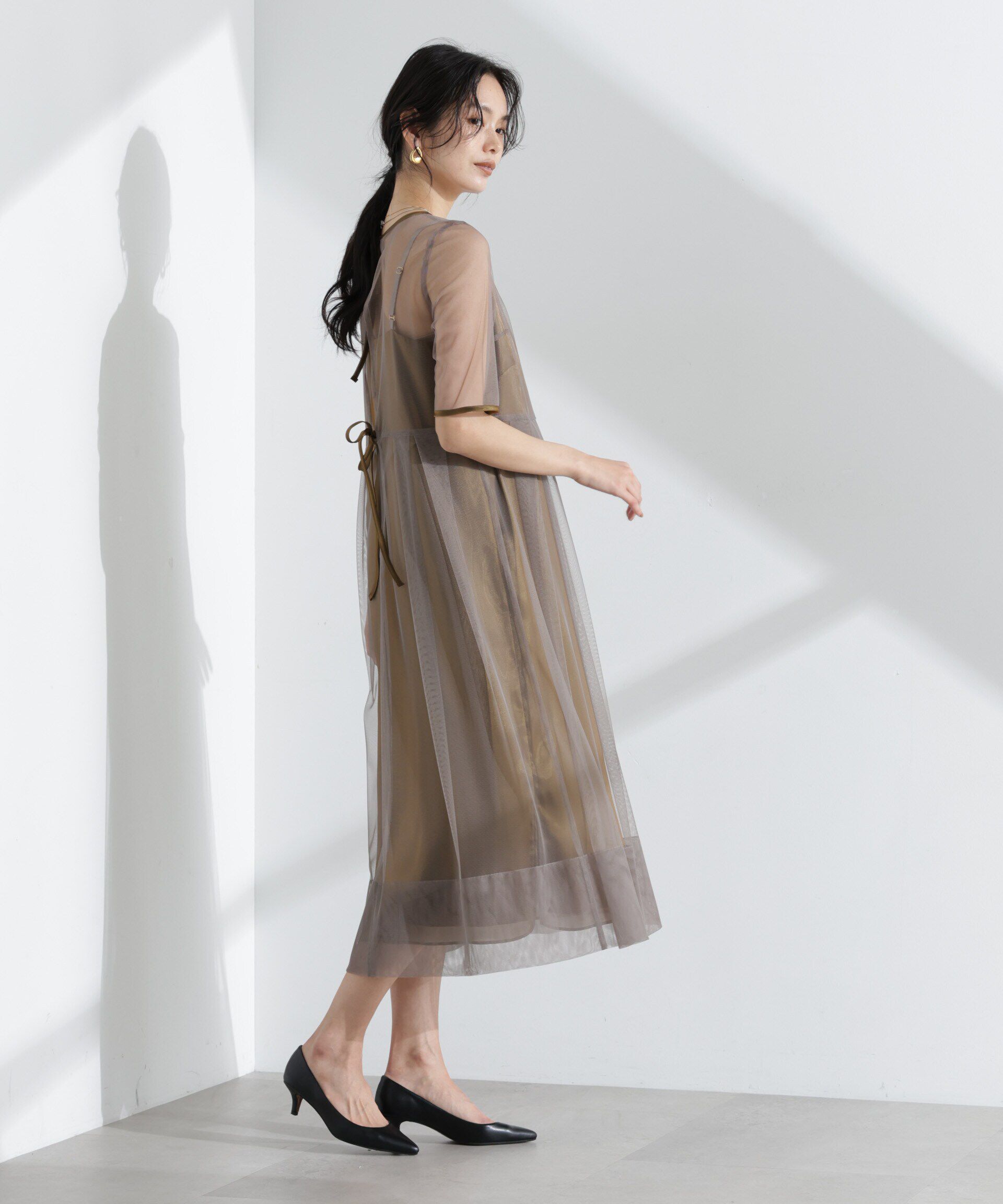 nano･universe「kaene/シャンブレーキャミドッキングドレス」|ワンピース|