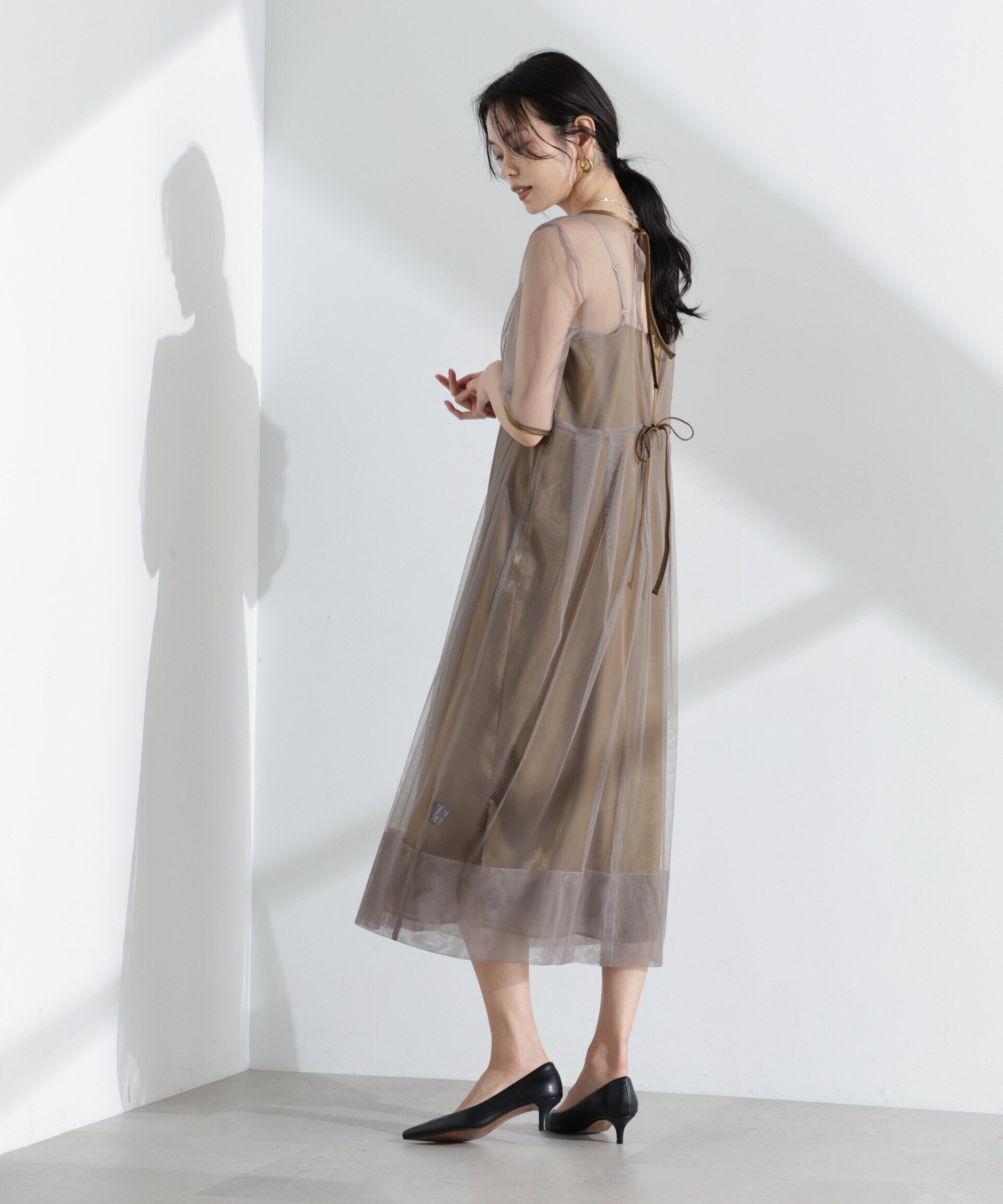 nano･universe「kaene/シャンブレーキャミドッキングドレス」|ワンピース|