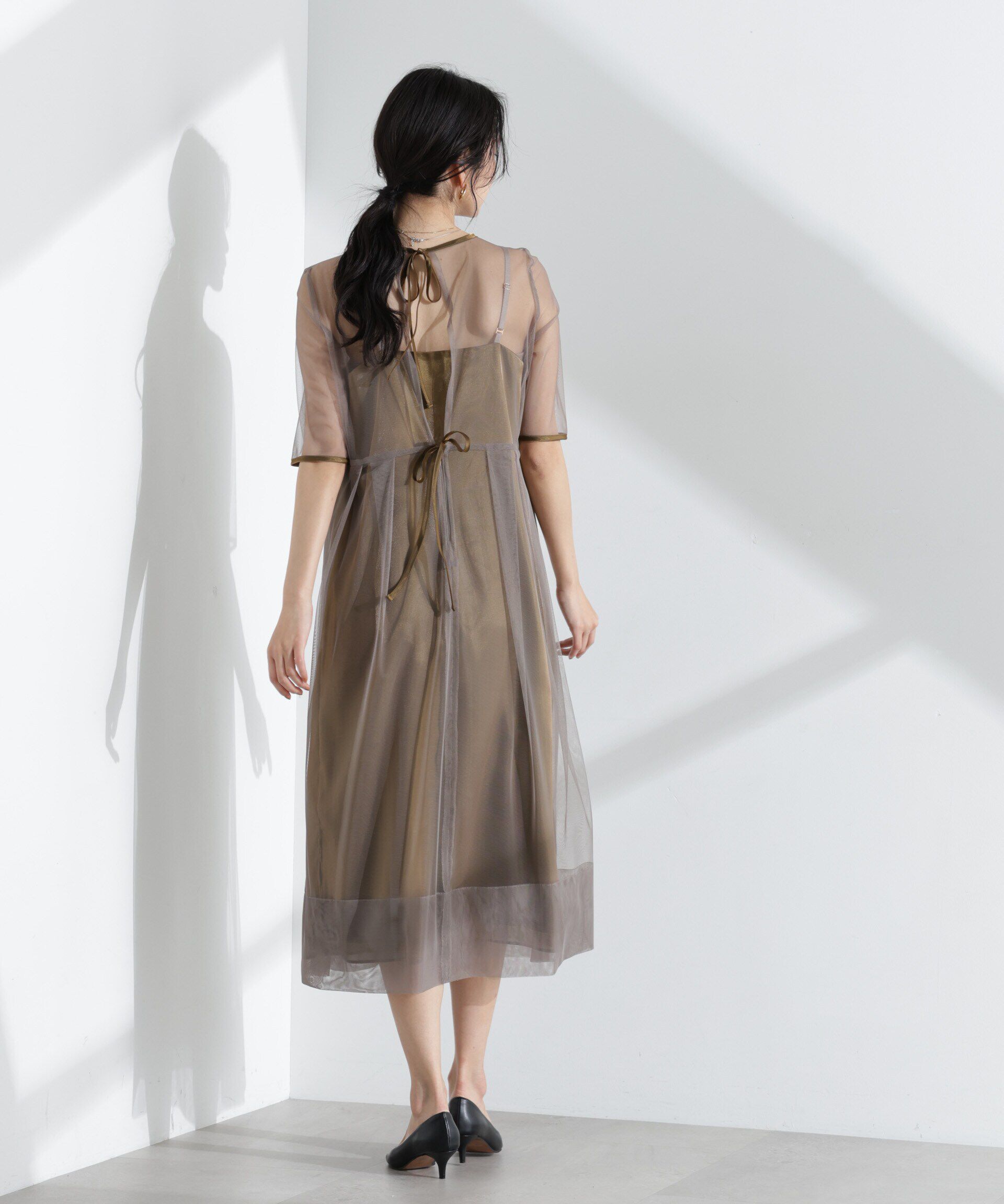 nano･universe「kaene/シャンブレーキャミドッキングドレス」|ワンピース|