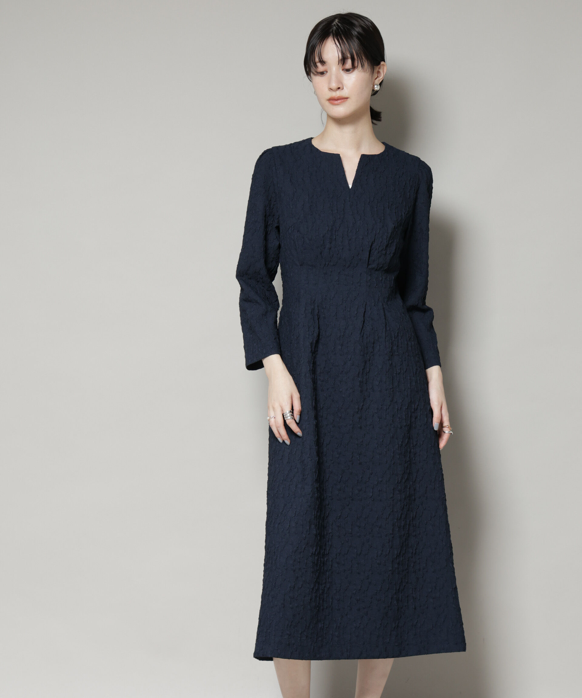 nano･universe「troisieme chaco/PUFFY JACQUARD　ワンピース」|ワンピース|