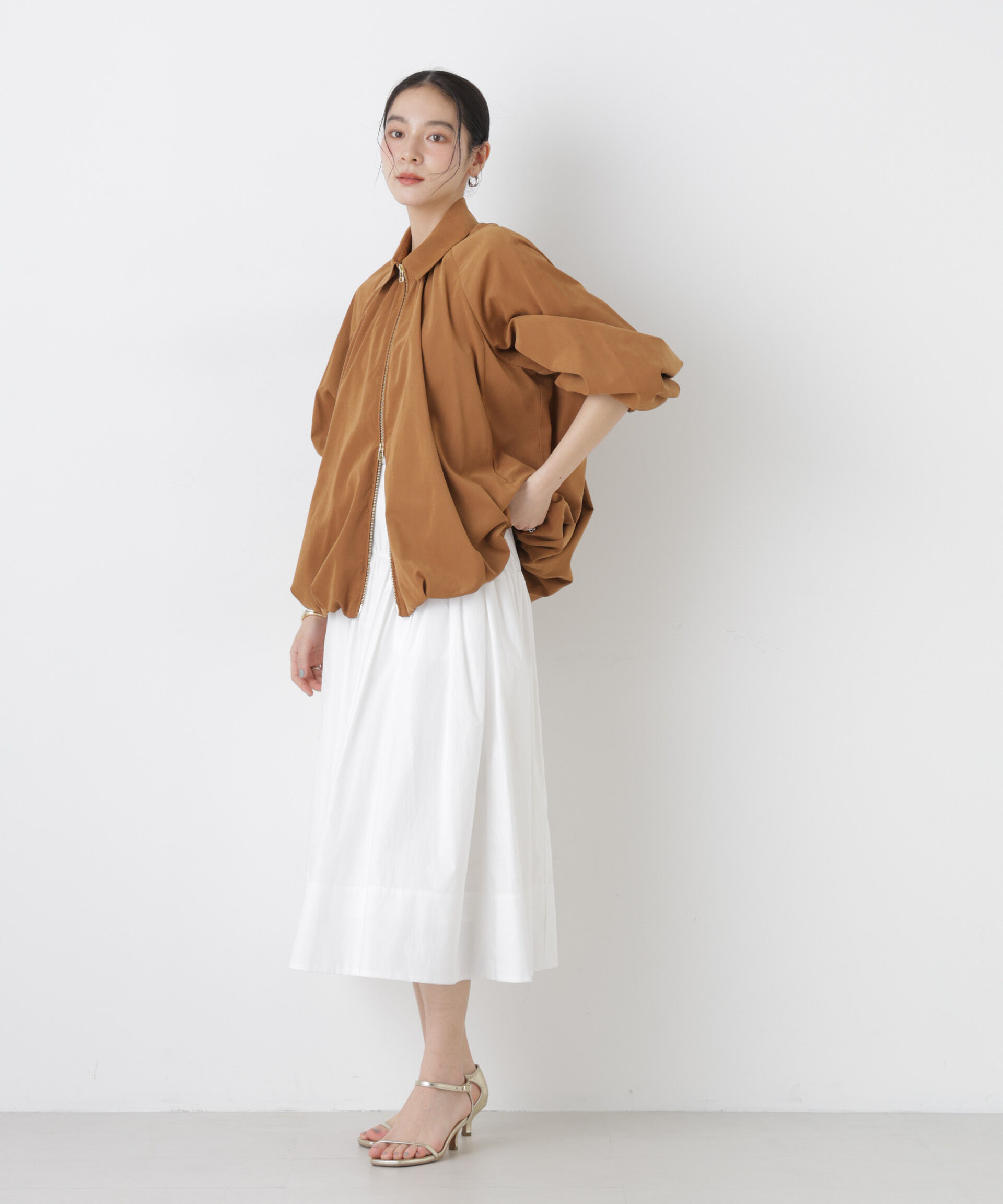 nano･universe「ライトスエードギャザーバルーンブルゾン」|ブルゾン・スタジャン|