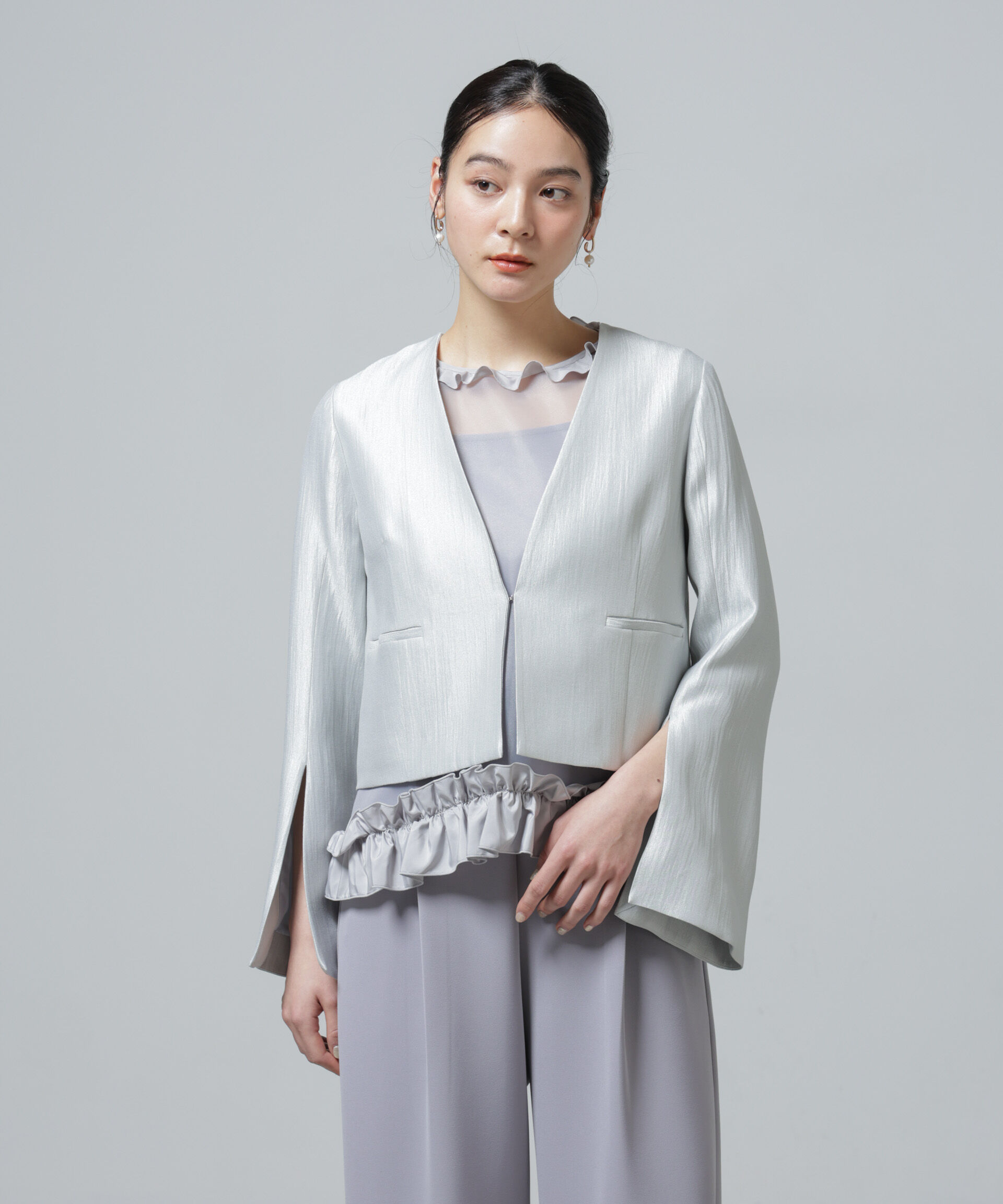 nano･universe「スリットスリーブショートジャケット」|テーラードジャケット|