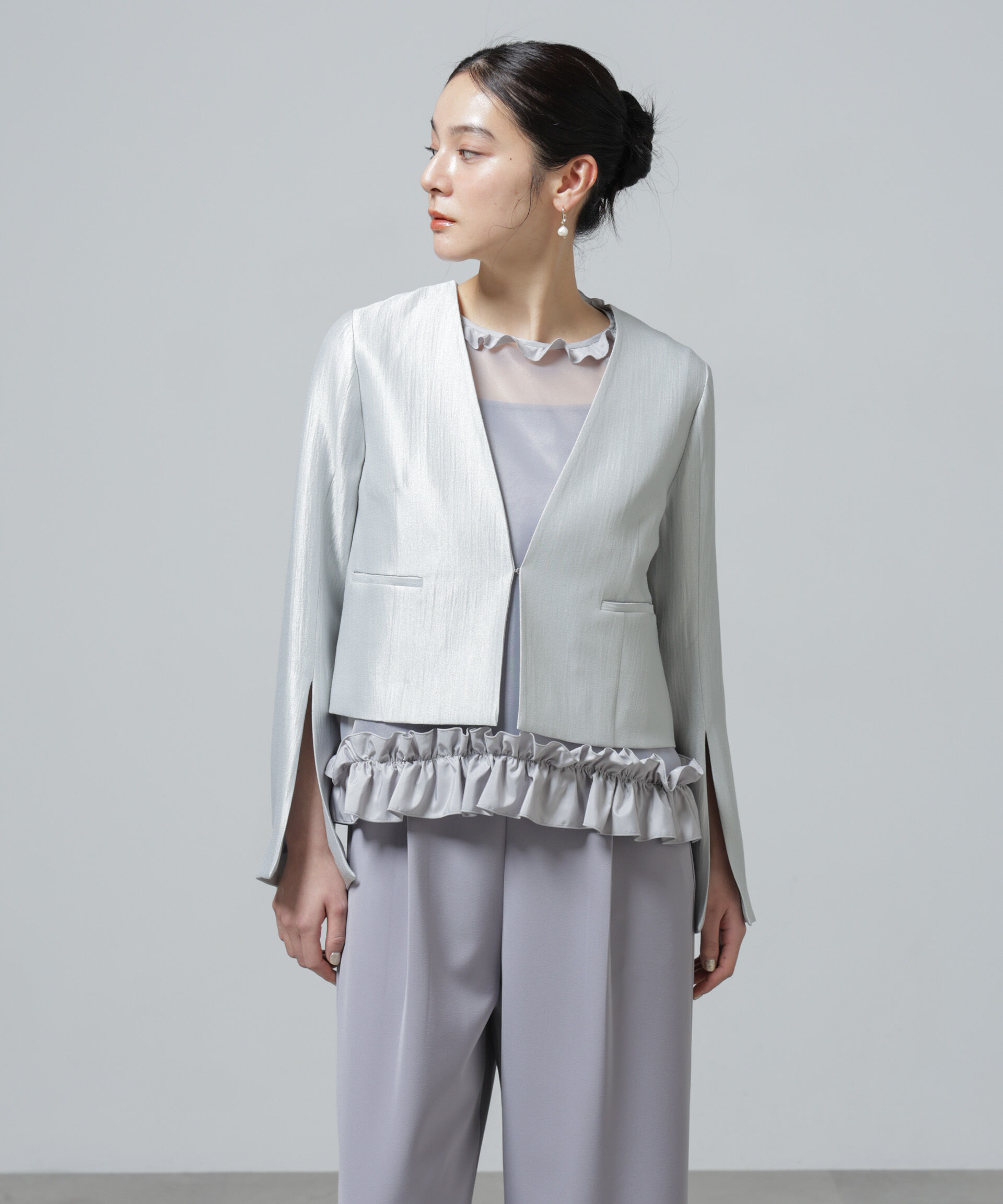 nano･universe「スリットスリーブショートジャケット」|テーラードジャケット|
