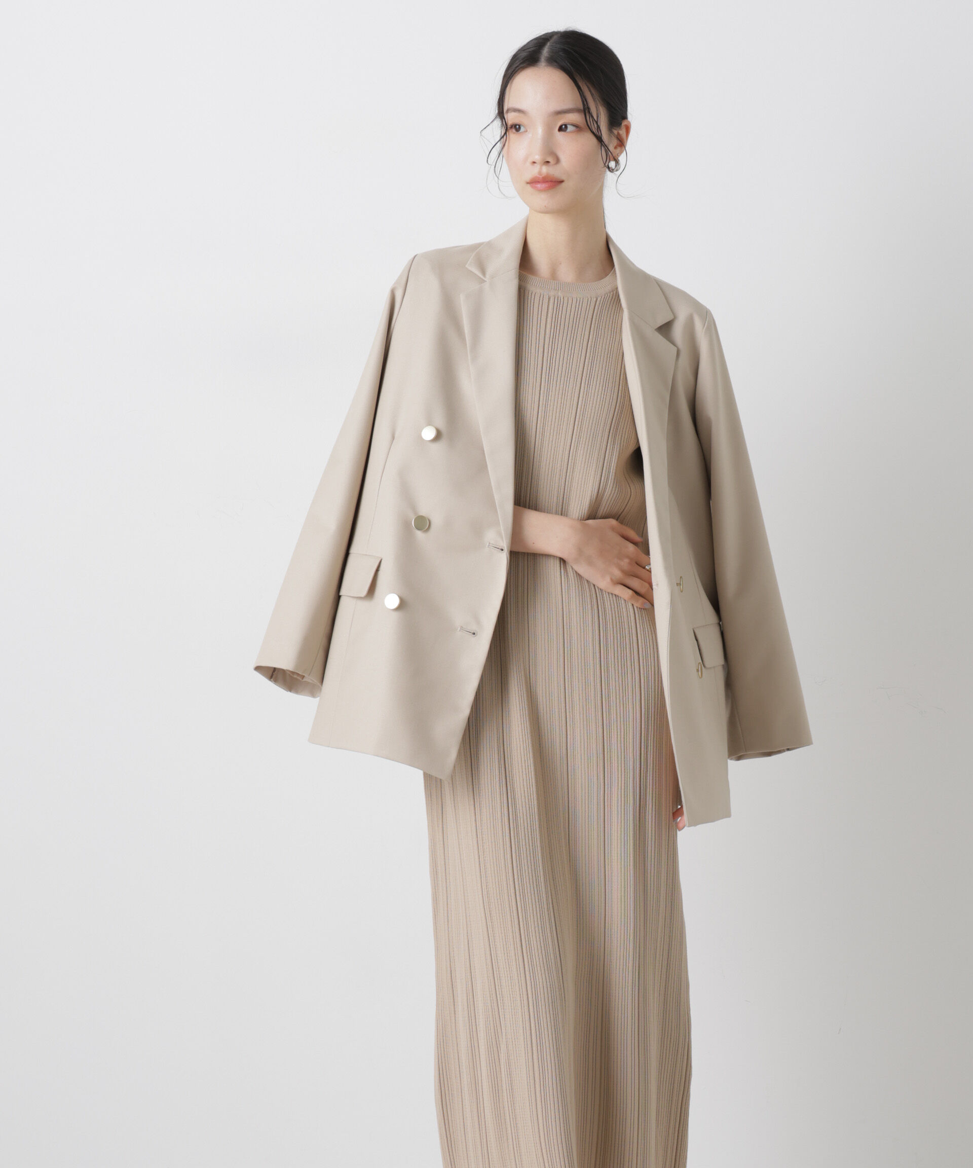 nano･universe「洗濯機洗い可スポンディッシュニットランダムリブワンピース」|ワンピース|