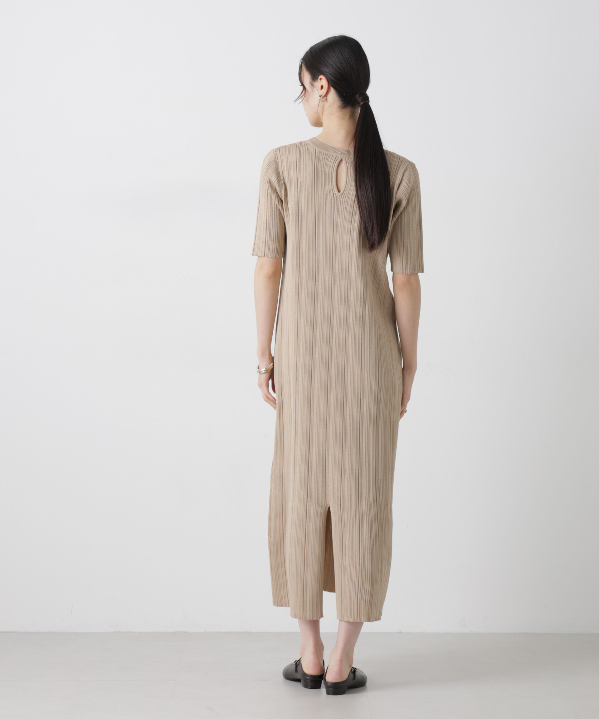 nano･universe「洗濯機洗い可スポンディッシュニットランダムリブワンピース」|ワンピース|