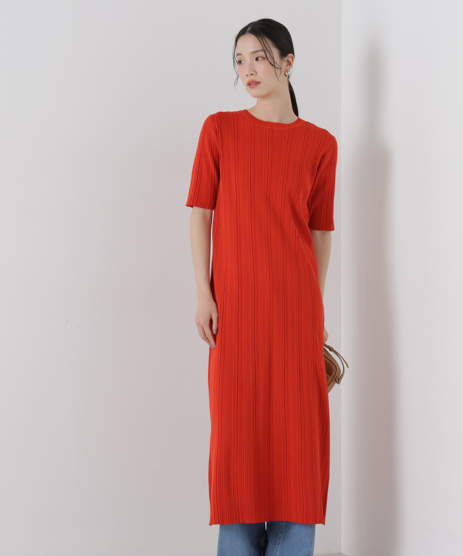 nano･universe「洗濯機洗い可スポンディッシュニットランダムリブワンピース」|ワンピース|