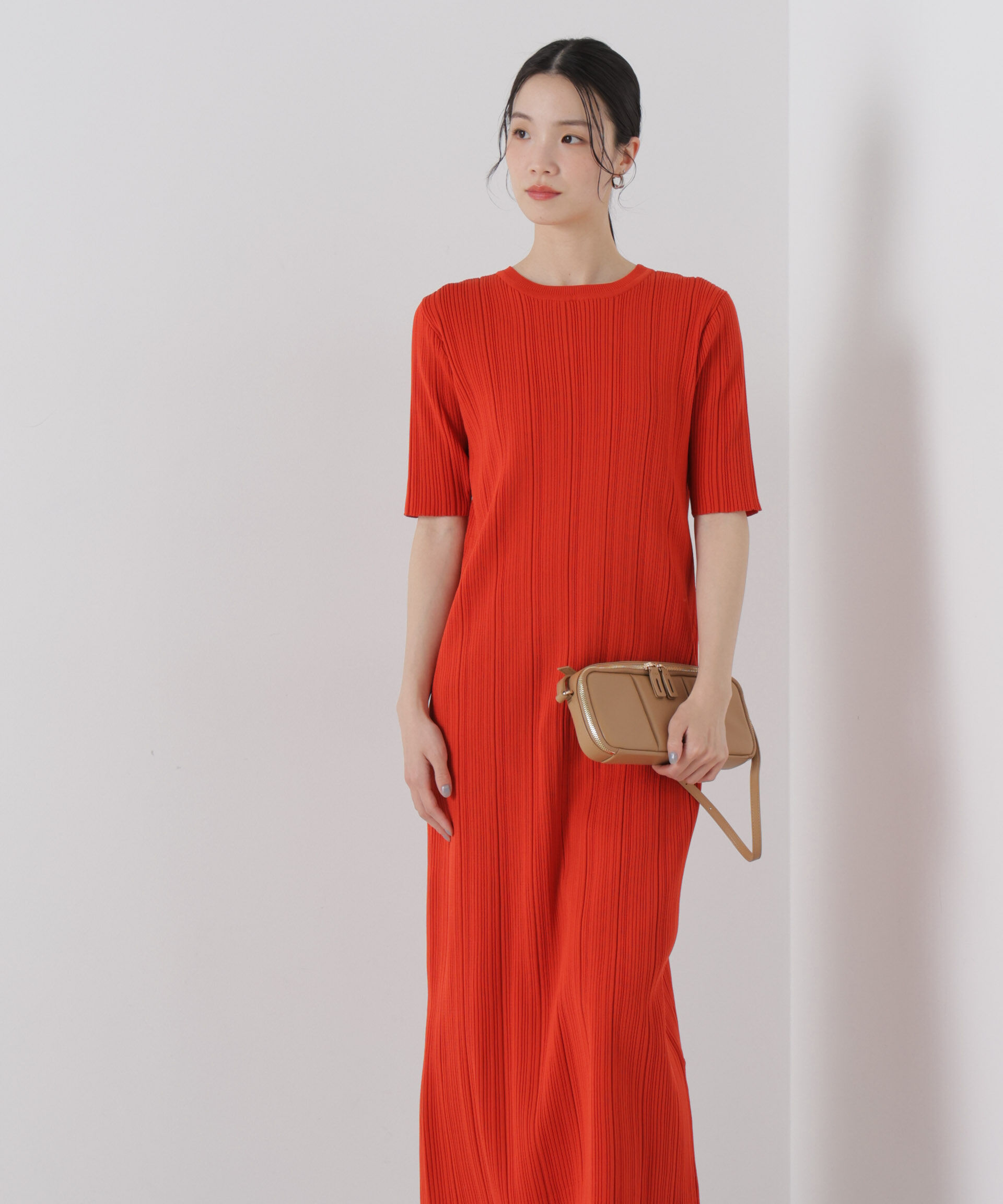 nano･universe「洗濯機洗い可スポンディッシュニットランダムリブワンピース」|ワンピース|