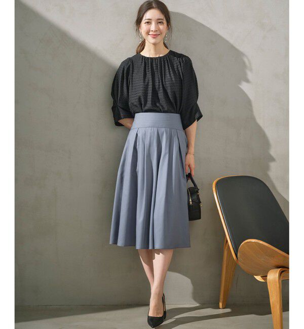 組曲「【WEB限定】ボーダージャガード タック袖ブラウス」|シャツ・ブラウス|