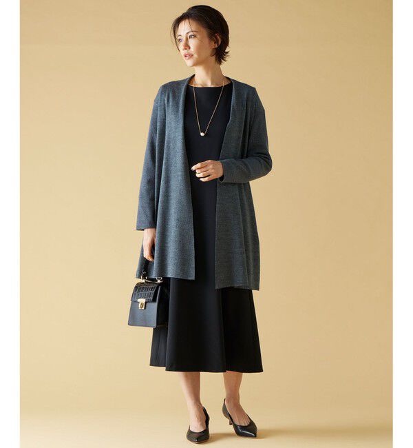 自由区「【洗える】ウールニットコンビジャージー ライトアウター」|カーディガン|