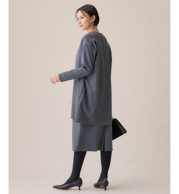 自由区「【洗える】ウールニットコンビジャージー ライトアウター」|カーディガン|