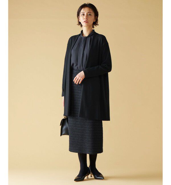 自由区「【洗える】ウールニットコンビジャージー ライトアウター」|カーディガン|