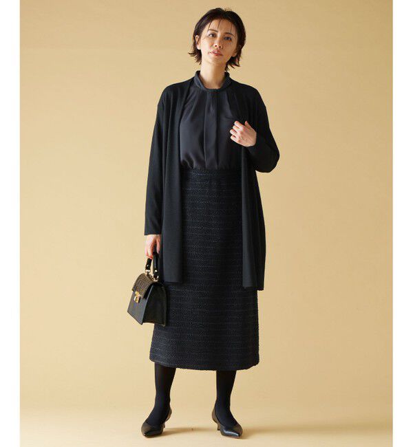 自由区「【洗える】ウールニットコンビジャージー ライトアウター」|カーディガン|