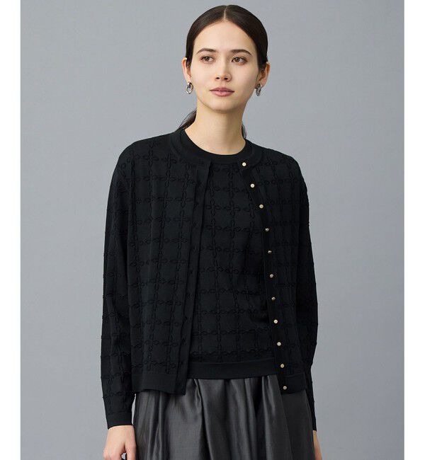 自由区「ジオメトリックアセテート カーディガン」|カーディガン|ブラック
