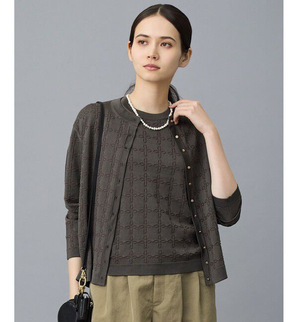 自由区「ジオメトリックアセテート カーディガン」|カーディガン|ブラウン